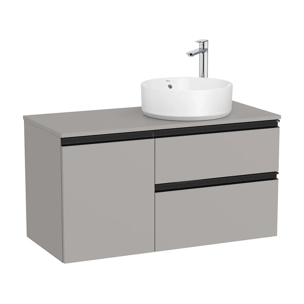 Mueble base suspendido dos cajones puerta lavabo sobre encimera derecha 100x46x53 cm Roca - Vista 2
