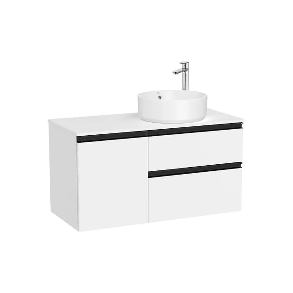 Mueble base suspendido dos cajones puerta lavabo sobre encimera derecha 100x46x53 cm Roca - Vista 1