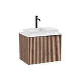 Mueble base suspendido con cajón encimera marmoleada lavabo sobre encimera sin orificio Roca
