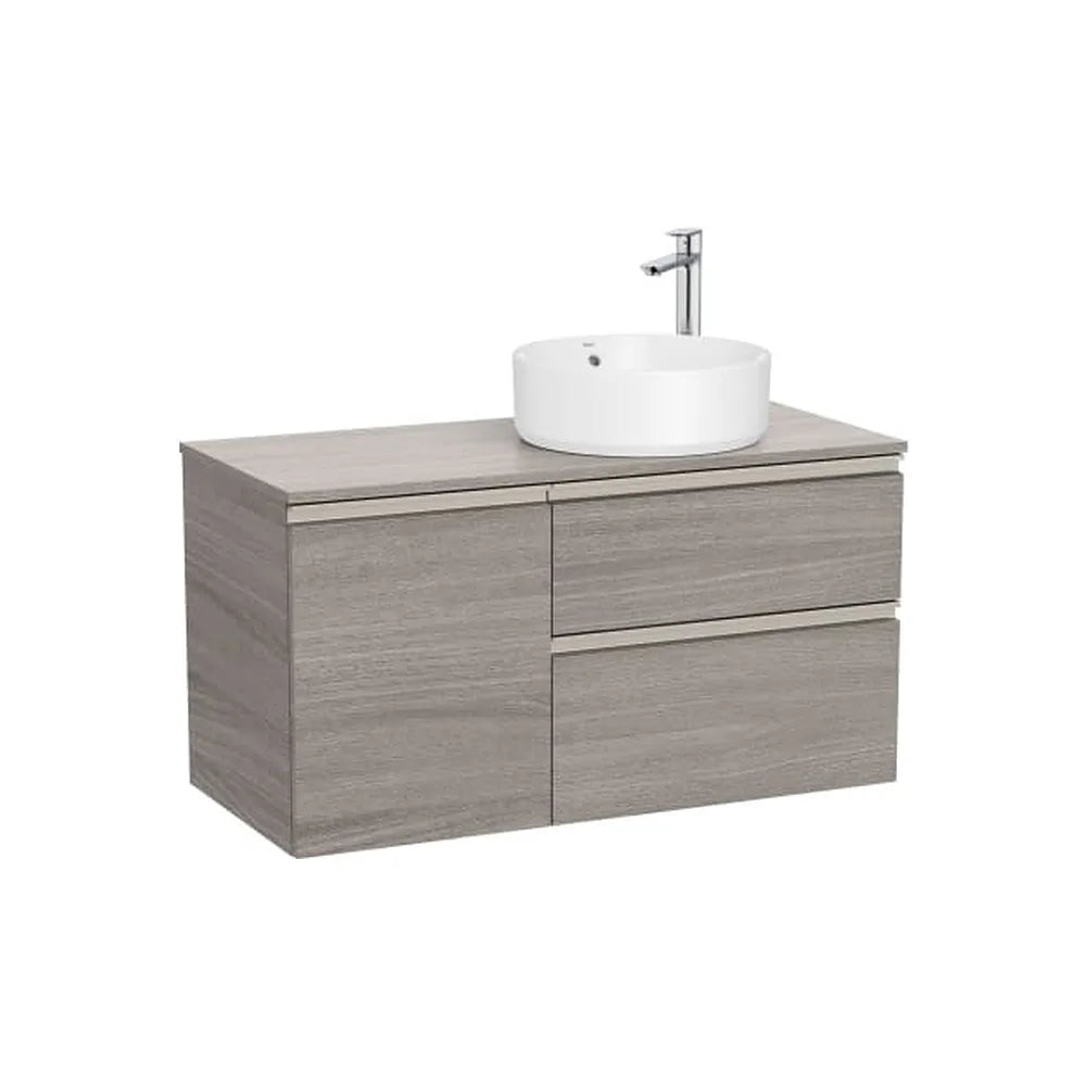 Mueble base dos cajones puerta lavabo sobre encimera derecha 100x46x53 cm Roca - Vista 1