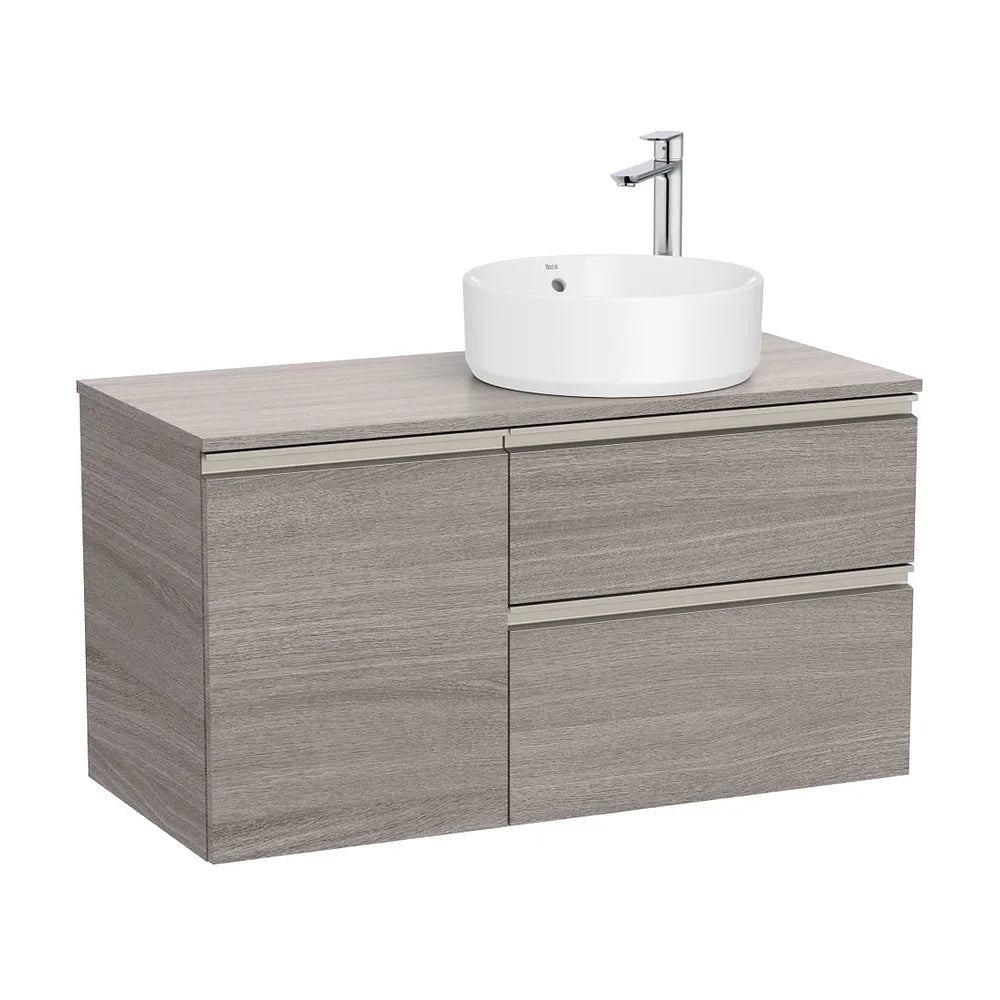Mueble base dos cajones puerta lavabo sobre encimera derecha 100x46x53 cm Roca - Vista 2