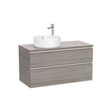 Mueble base suspendido dos cajones lavabo sobre encimera izquierda 100x46x53 cm Roca