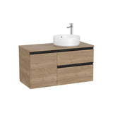 Mueble base suspendido dos cajones puerta lavabo sobre encimera derecha 100x46x53 cm Roca