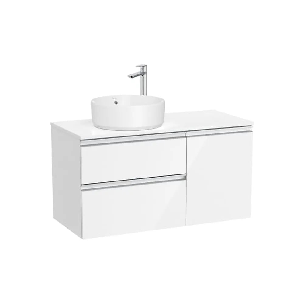 Mueble base asimétrico dos cajones una puerta lavabo sobre encimera izquierda 100x46x53 cm Roca - Vista 1