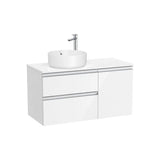 Mueble base asimétrico dos cajones una puerta lavabo sobre encimera izquierda 100x46x53 cm Roca