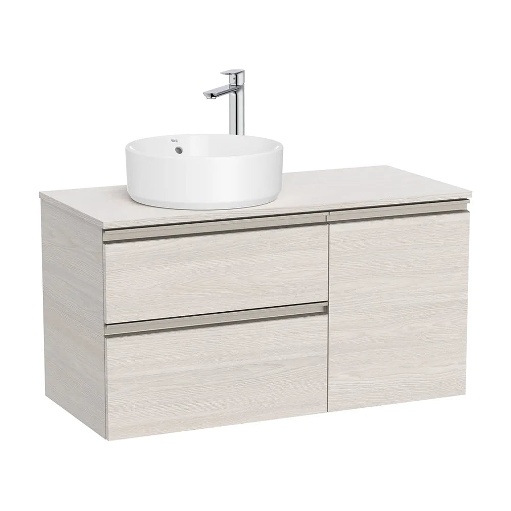 Mueble base asimétrico dos cajones una puerta lavabo sobre encimera izquierda 100x46x53 cm Roca - Vista 2