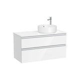 Mueble base suspendido dos cajones lavabo sobre encimera derecha 100x46x53 cm Roca