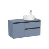 Mueble base suspendido dos cajones puerta lavabo sobre encimera derecha 100x46x53 cm Roca