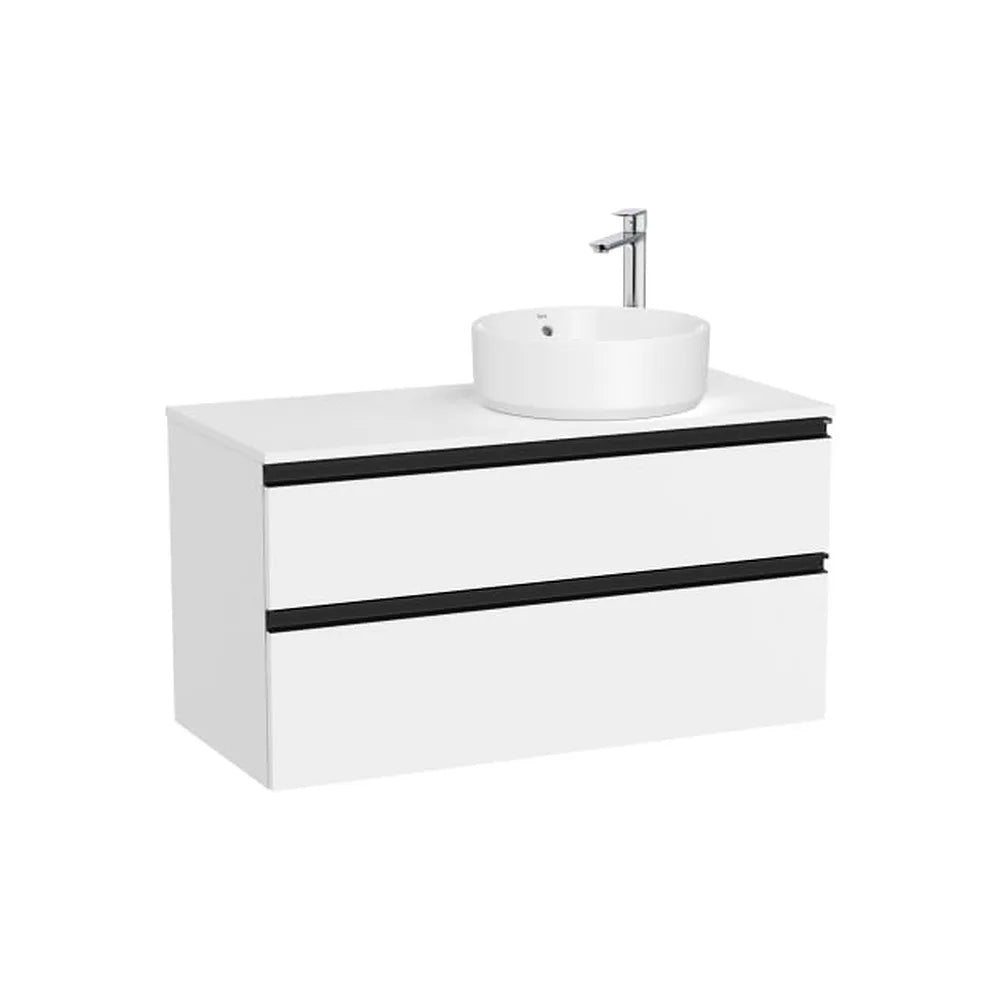 Mueble base suspendido dos cajones lavabo sobre encimera derecha 100x46x53 cm Roca - Vista 1