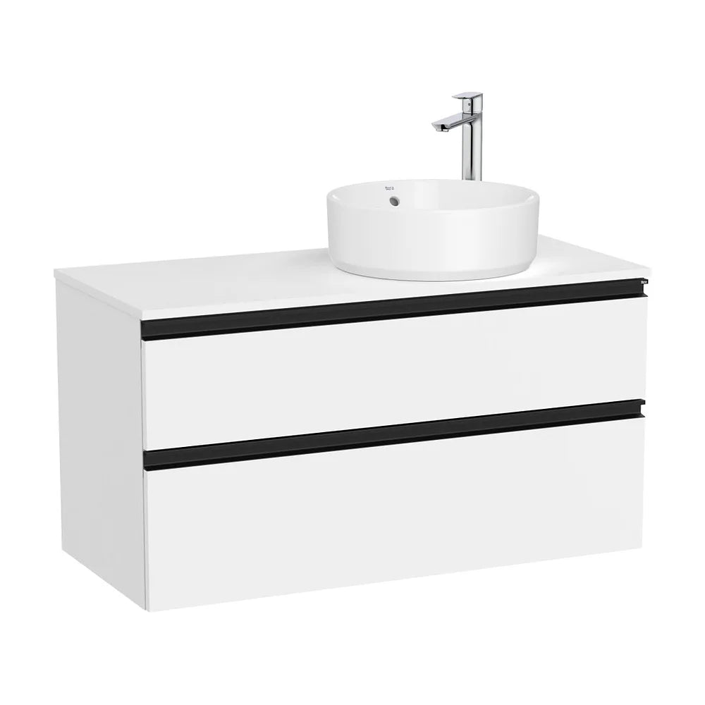 Mueble base suspendido dos cajones lavabo sobre encimera derecha 100x46x53 cm Roca - Vista 2