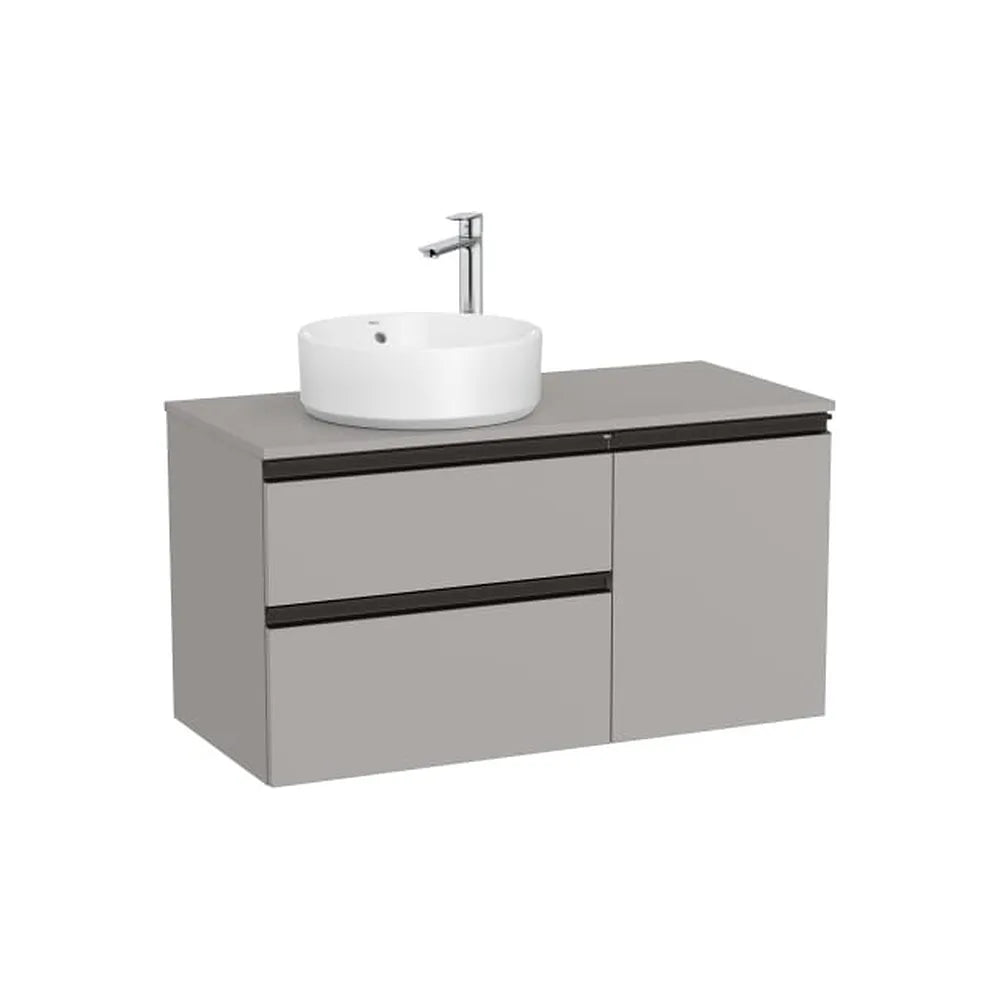 Mueble base asimétrico dos cajones una puerta lavabo sobre encimera izquierda 100x46x53 cm Roca - Vista 1
