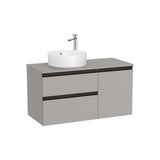 Mueble base asimétrico dos cajones una puerta lavabo sobre encimera izquierda 100x46x53 cm Roca