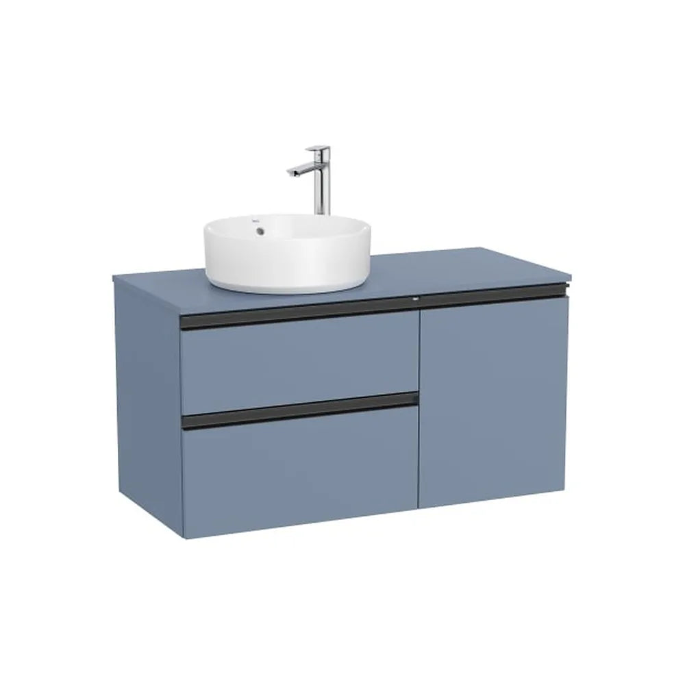 Mueble base asimétrico 100x46x53 cm dos cajones una puerta lavabo sobre encimera izquierda Roca - Vista 1