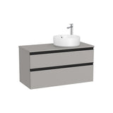 Mueble base dos cajones lavabo sobre encimera derecha 100x46x53 cm Gris Roca