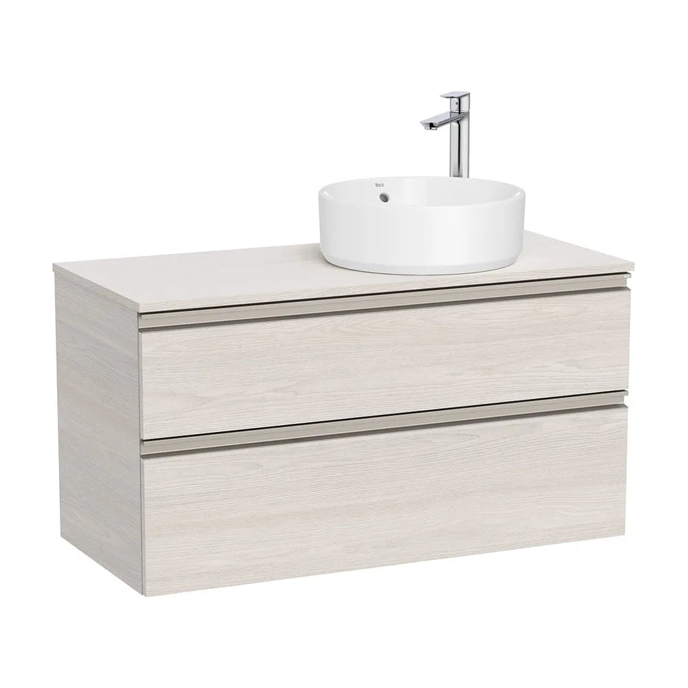Mueble base suspendido dos cajones lavabo sobre encimera derecha 100x46x53 cm Roca - Vista 2