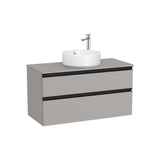 Mueble base suspendido dos cajones lavabo sobre encimera central 100x46x53 cm Roca
