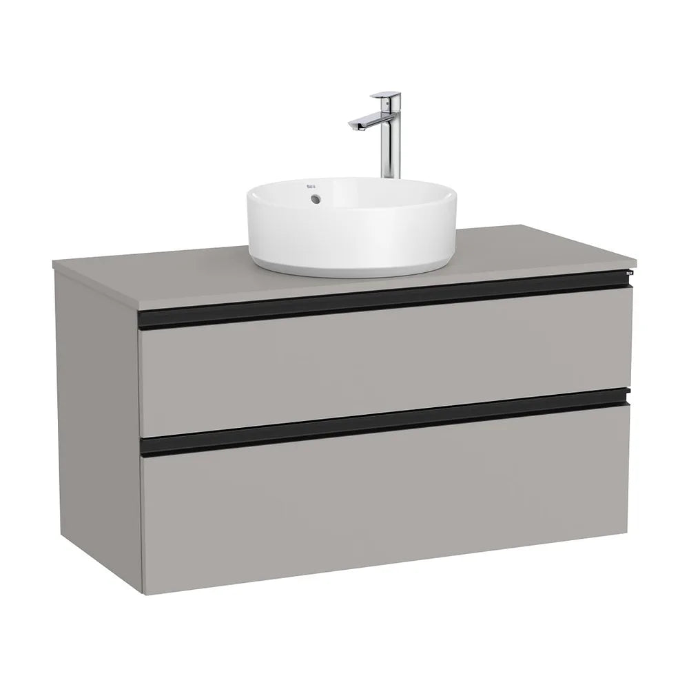 Mueble base suspendido dos cajones lavabo sobre encimera central 100x46x53 cm Roca - Vista 2
