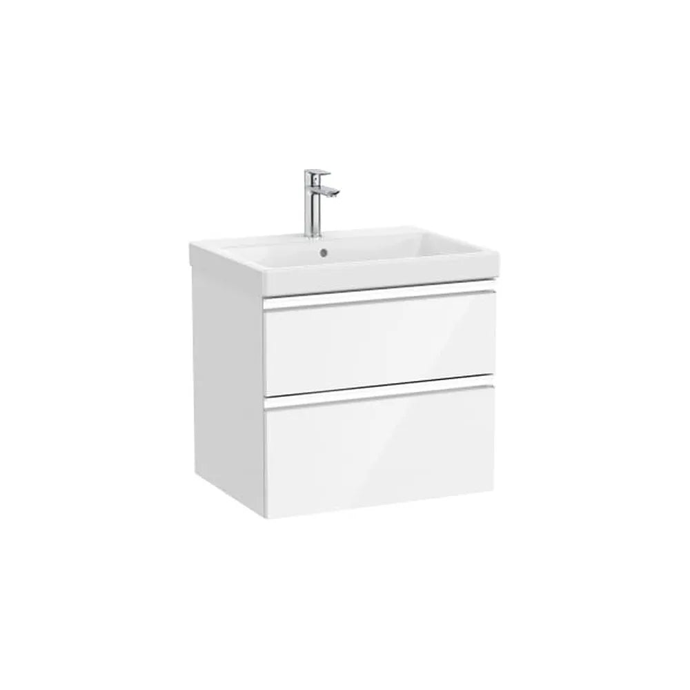 Mueble base con dos cajones y lavabo plus centrado 60x46x57 cm Blanco brillo Roca - Vista 1