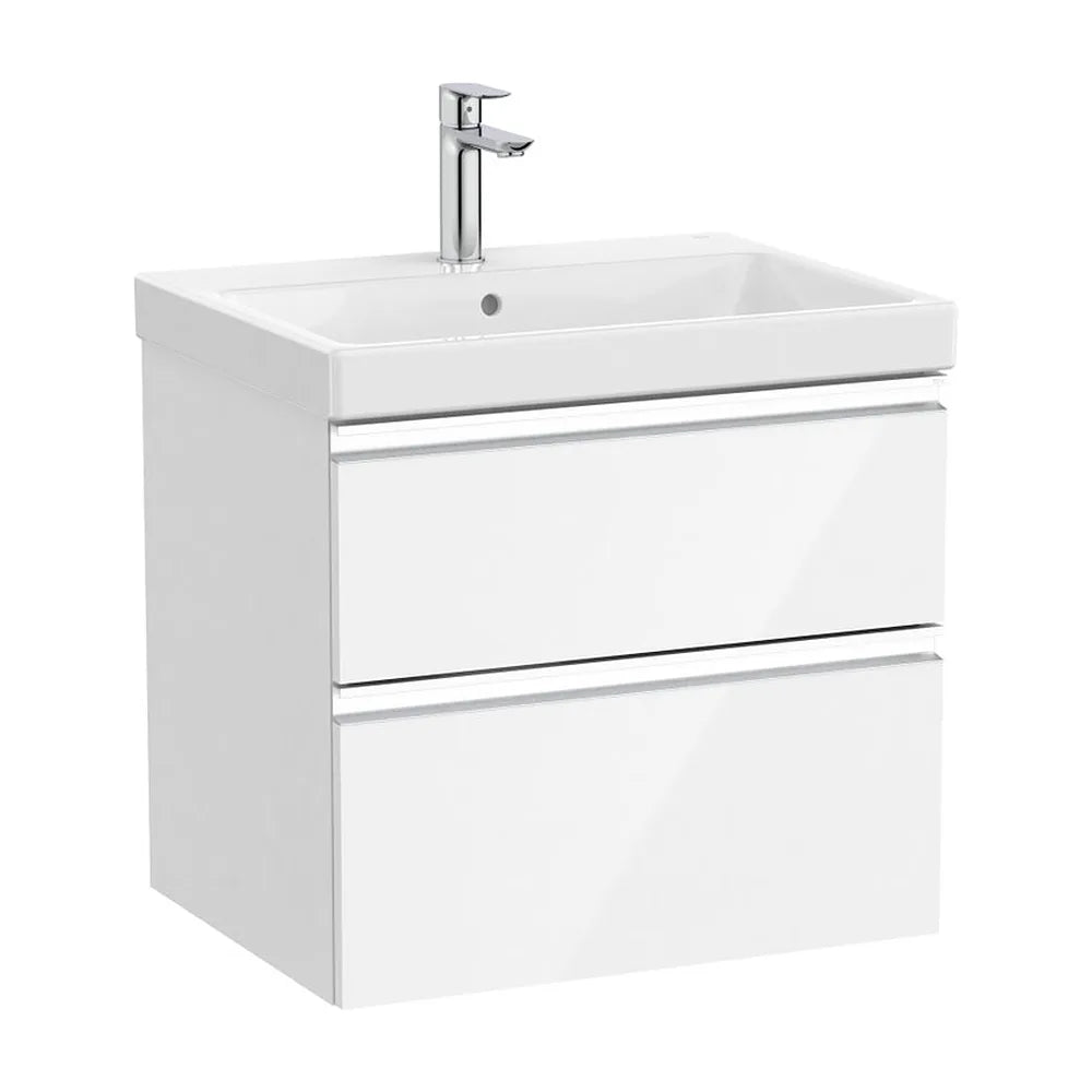 Mueble base con dos cajones y lavabo plus centrado 60x46x57 cm Blanco brillo Roca - Vista 2