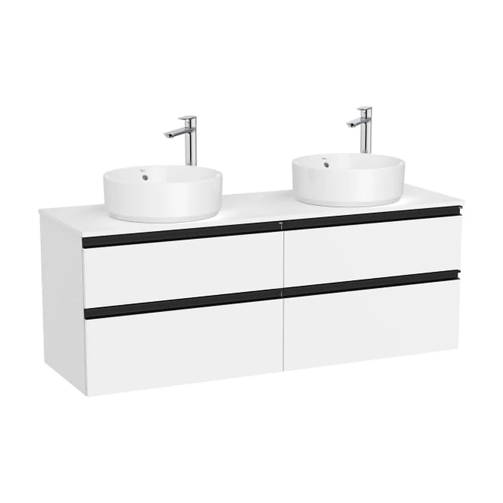 Mueble Base Suspendido Cuatro Cajones para Dos Lavabos 140x46x53cm Colección The Gap Roca - Vista 1