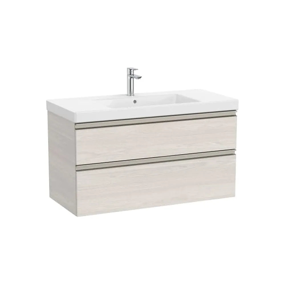 Mueble base de baño 100x46x57 cm dos cajones lavabo centrado Fresno nórdico Roca - Vista 1