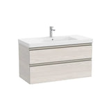 Mueble base de baño 100x46x57 cm dos cajones lavabo centrado Fresno nórdico Roca