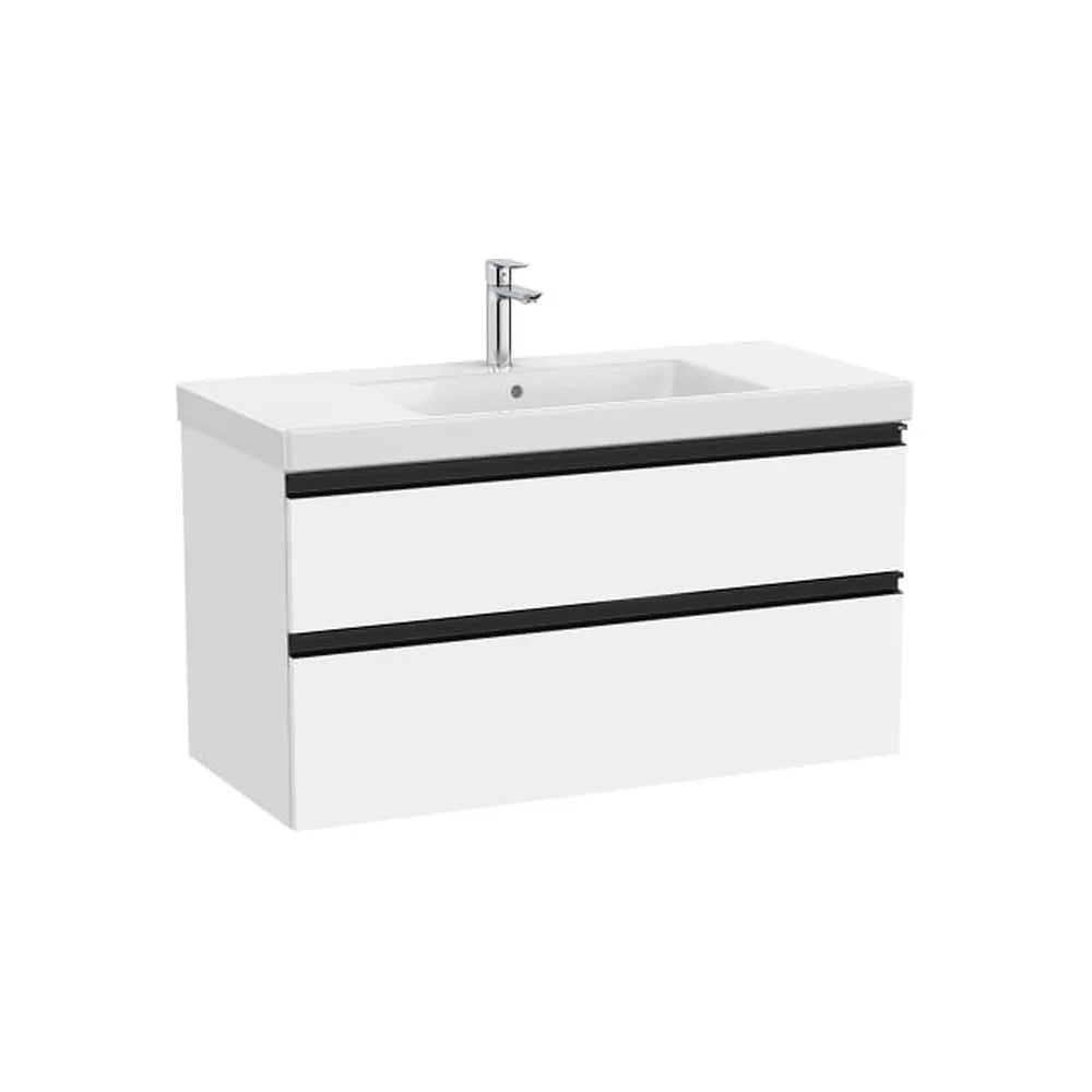 Mueble base con dos cajones y lavabo plus centrado 100x46x57 cm Blanco mate Roca - Vista 1