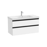 Mueble base con dos cajones y lavabo plus centrado 100x46x57 cm Blanco mate Roca