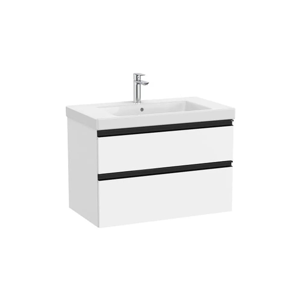 Mueble base con dos cajones y lavabo plus centrado 80x46x57 cm Blanco mate Roca - Vista 1