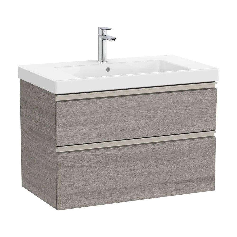Mueble base con dos cajones y lavabo plus centrado 80x46x57 cm Roble City Roca - Vista 2