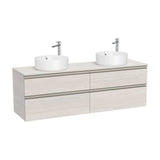 Meuble bas suspendu 160 x 46 x 53 cm quatre tiroirs avec fermeture amortie pour deux vasques Roca