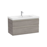 Mueble Base con 2 Cajones y Lavabo Plus Centrado City 100x46x57cm Colección The Gap Roble Roca