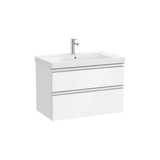 Mueble base con dos cajones y lavabo plus centrado 80x46x57 cm Blanco brillo Roca