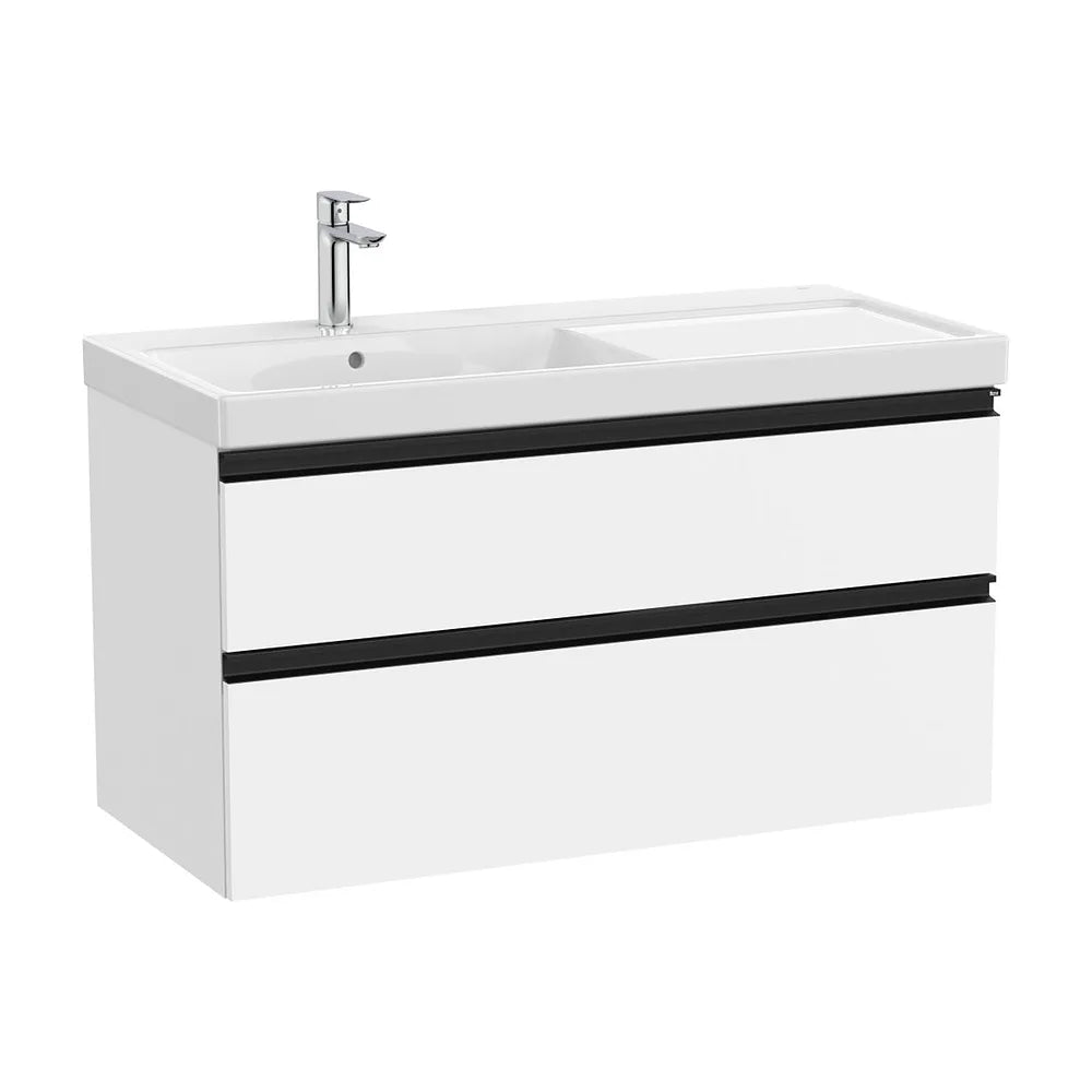 Mueble base con lavabo plus a la izquierda dos cajones blanco mate 100x46x57 cm Roca - Vista 2