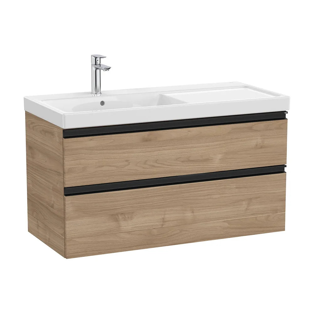 Mueble base dos cajones con lavabo plus a la izquierda 100x46x57 cm Nogal Roca - Vista 2