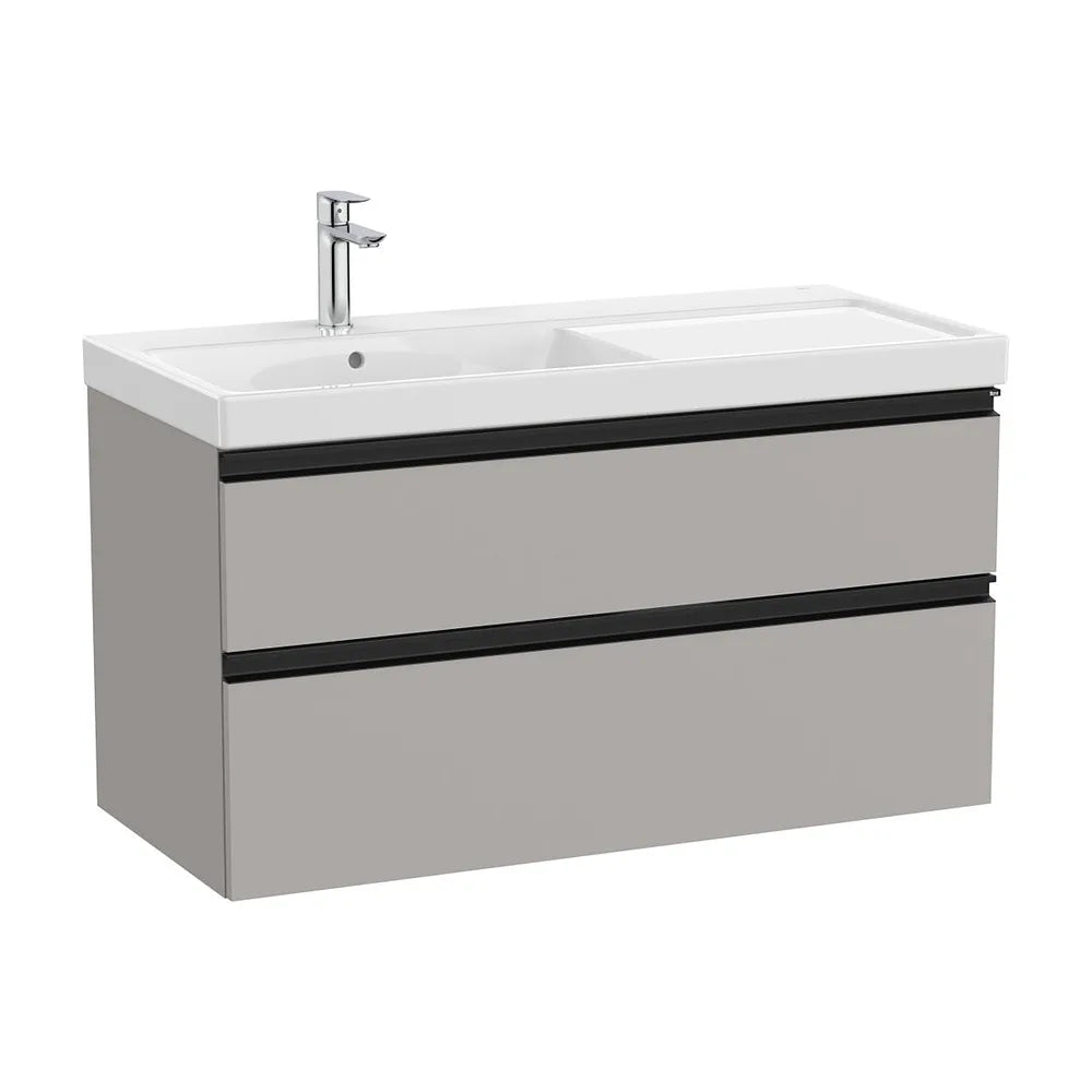 Mueble base con lavabo plus a la izquierda dos cajones gris mate 100x46x57 cm Roca - Vista 2