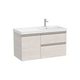 Mueble base asimétrico 100x46x57 cm con dos cajones y una puerta lavabo a la derecha Roca