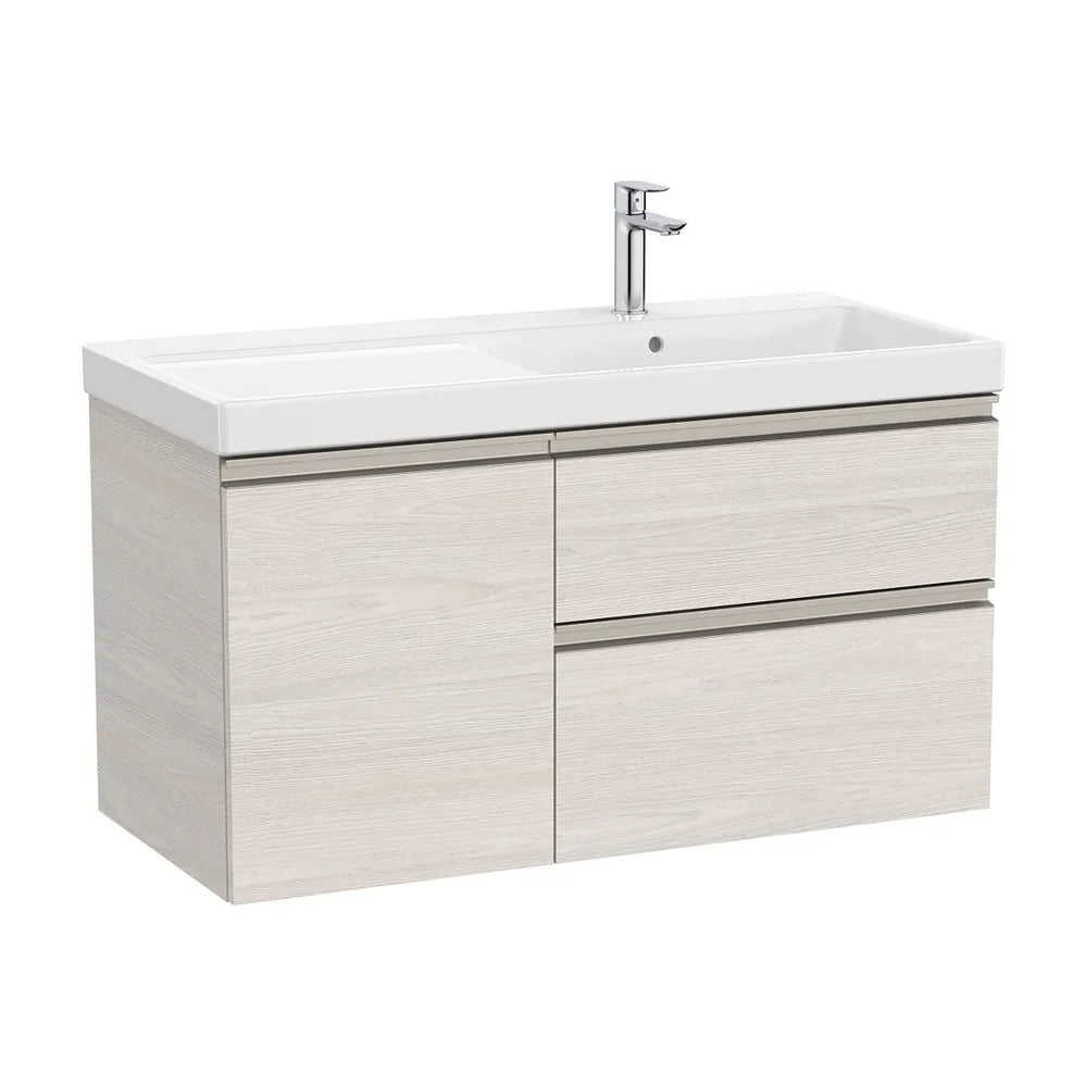 Mueble base asimétrico 100x46x57 cm con dos cajones y una puerta lavabo a la derecha Roca - Vista 2