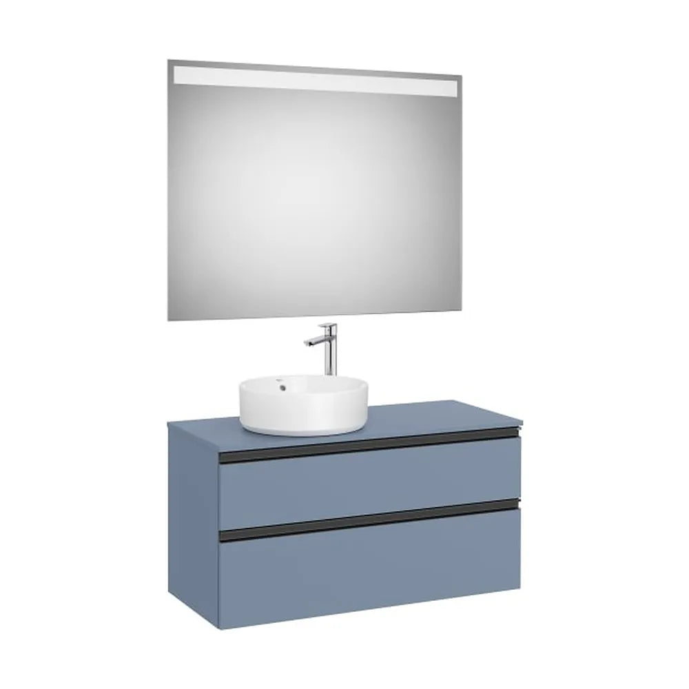Pack mueble base dos cajones lavabo sobre encimera izquierda espejo LED 100x46x53 cm Roca - Vista 1