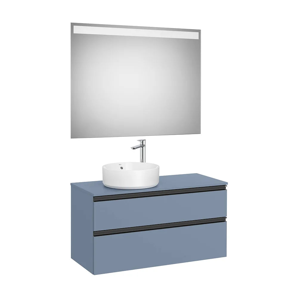 Pack mueble base dos cajones lavabo sobre encimera izquierda espejo LED 100x46x53 cm Roca - Vista 2