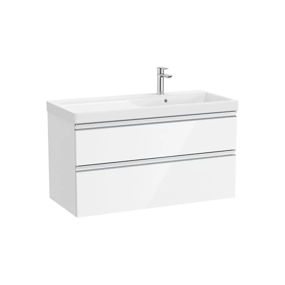 Mueble base con lavabo plus a la derecha dos cajones blanco brillo 100x46x57 cm Roca - Vista 1