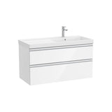 Mueble base con lavabo plus a la derecha dos cajones blanco brillo 100x46x57 cm Roca