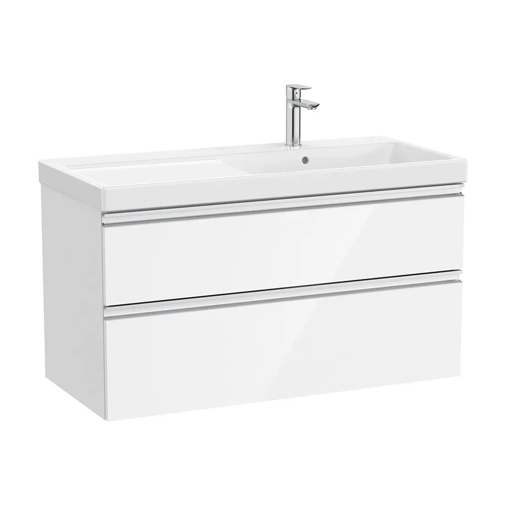 Mueble base con lavabo plus a la derecha dos cajones blanco brillo 100x46x57 cm Roca - Vista 2