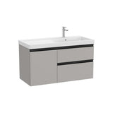 Mueble base asimétrico 100x46x57 cm con dos cajones y puerta lavabo derecha Roca