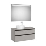 Mueble base dos cajones lavabo sobre encimera izquierda espejo LED 100x46x54 cm Roca