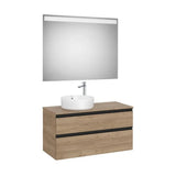 Pack mueble base dos cajones lavabo sobre encimera izquierda espejo LED 100x46x54 cm Roca
