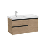 Mueble Base Asimétrico con 2 Cajones y Puerta Lavabo Plus Izquierda Nogal Colección The Gap Roca