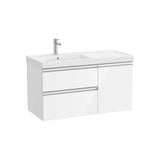 Mueble base asimétrico 100x46x57 cm con dos cajones una puerta lavabo a la izquierda Roca