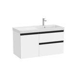 Mueble base asimétrico 100x46x57 cm con dos cajones y puerta lavabo a la derecha Roca