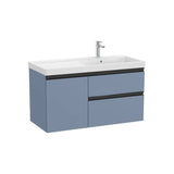 Mueble base asimétrico 100x46x57 cm con dos cajones y una puerta lavabo a la derecha Roca